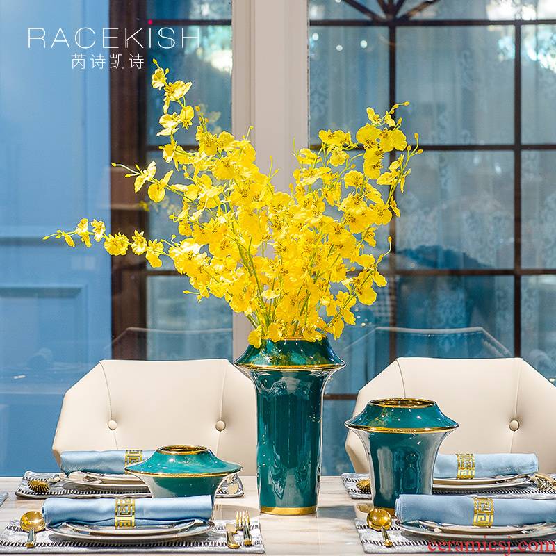 Light and decoration ceramics blackish green vase furnishing articles ideas of new Chinese style porch decorate the living room table dry flower, flower implement