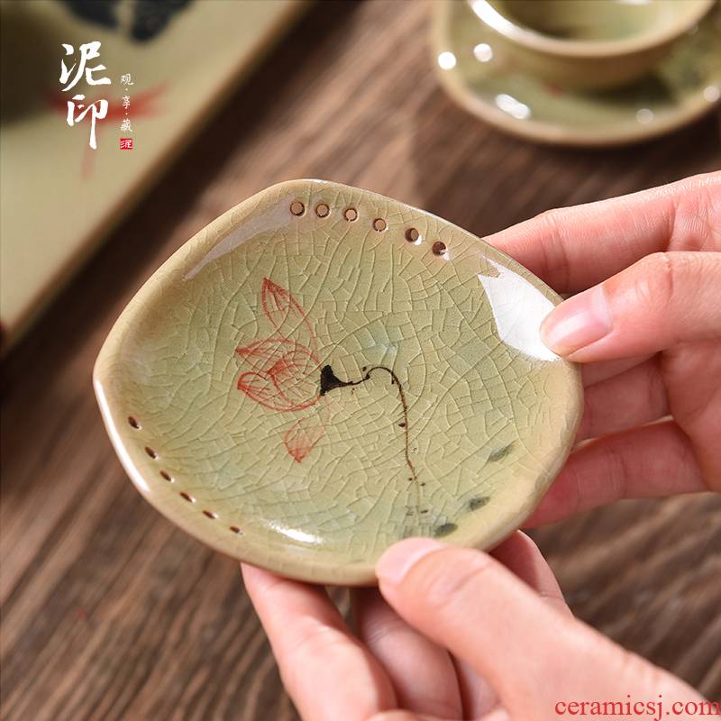 Cup mat mud seal tea accessories creative hand - made ceramic cups tea kungfu saucer household insulation prevent hot Cup mat