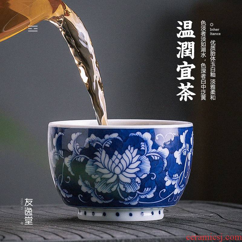 Jingdezhen blue and white porcelain kung fu master sample tea cup ceramic cups cup single CPU household small cup bowl is pure manual