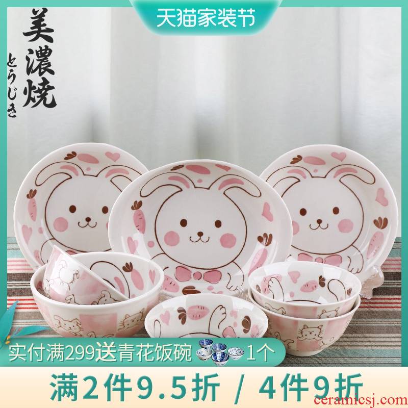 Meinung burn Japanese children tableware ceramic bowl prevent hot home, lovely creative cartoon rabbit bowl dish dishes