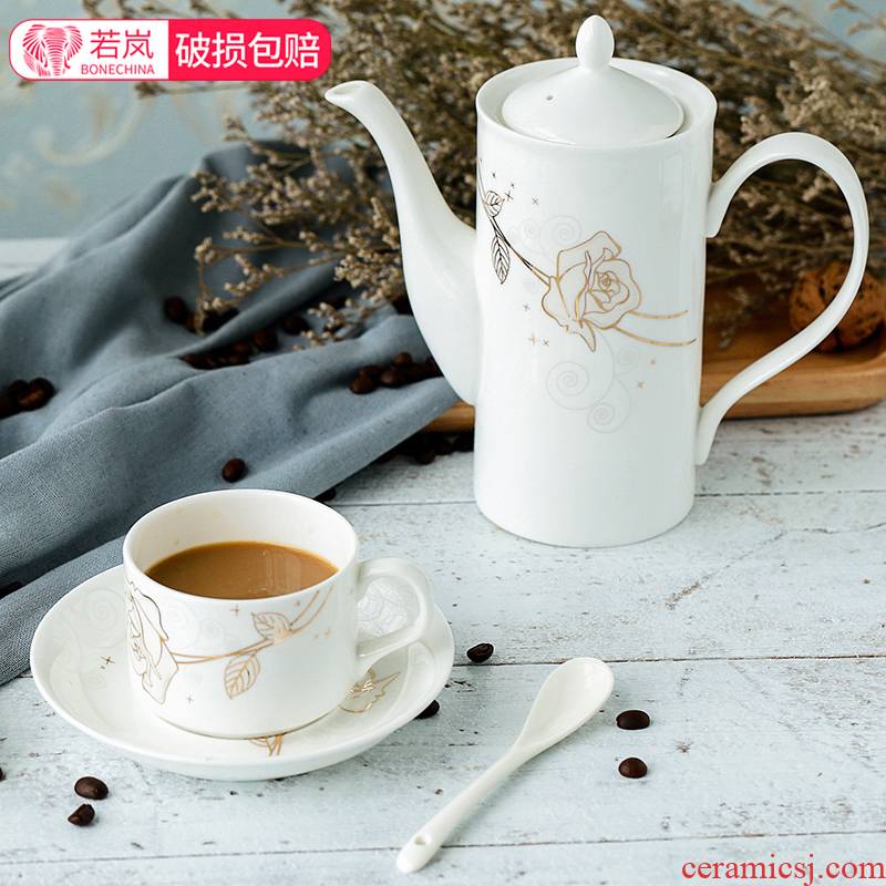 15 pieces of tangshan ceramic coffee set suit pottery afternoon tea cups and saucers European water household utensils suit
