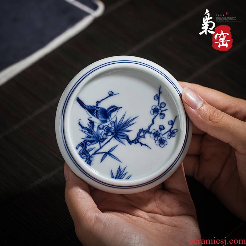 Hand made blue and white porcelain lid manually galate buy tea tea accessories with the name plum and the bamboo kingfishers tea furnishing articles