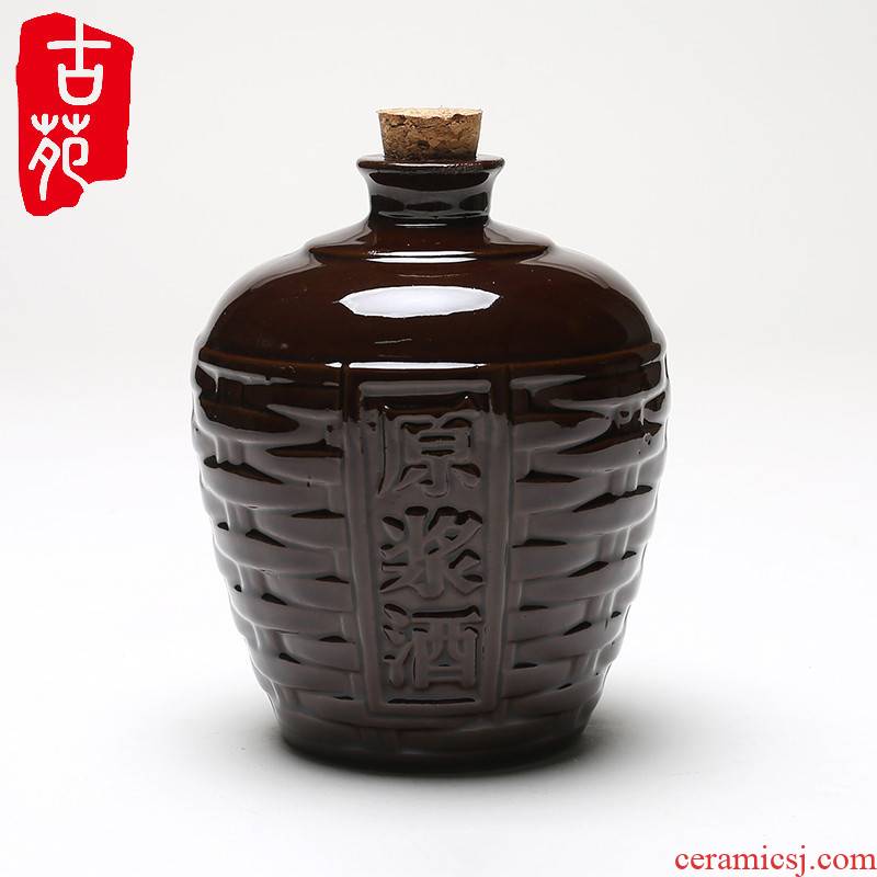 Ancient garden ceramic liquor wine hip flask jars archaize home outfit seal wine containers 2 jins of earthenware bottles