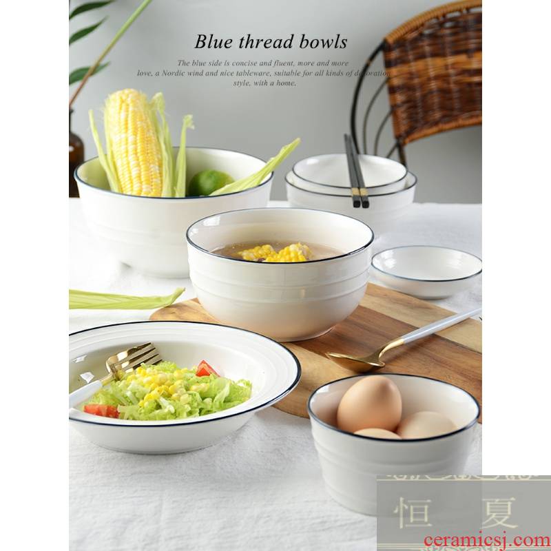 Nordic contracted fruit salad bowl tall rice bowls ceramic bowl with large bowl of noodles bowl dessert mixing bowl