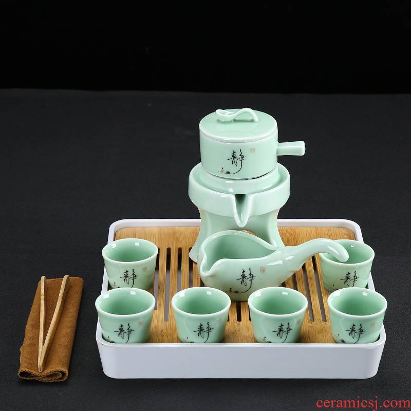 A complete set of ceramic tea tray fit longquan celadon semi - automatic lazy tea tea, teapot teacup home outfit