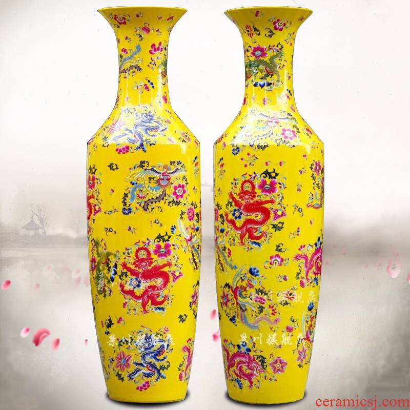 Jingdezhen ceramics powder enamel auspicious longfeng large vases, Chinese style of sitting room furniture study furnishing articles