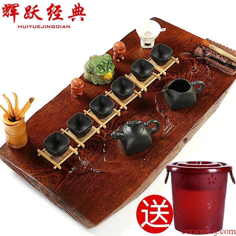 Hui make yixing purple sand kung fu tea set tea service of a complete set of induction cooker four one solid wood tea tray