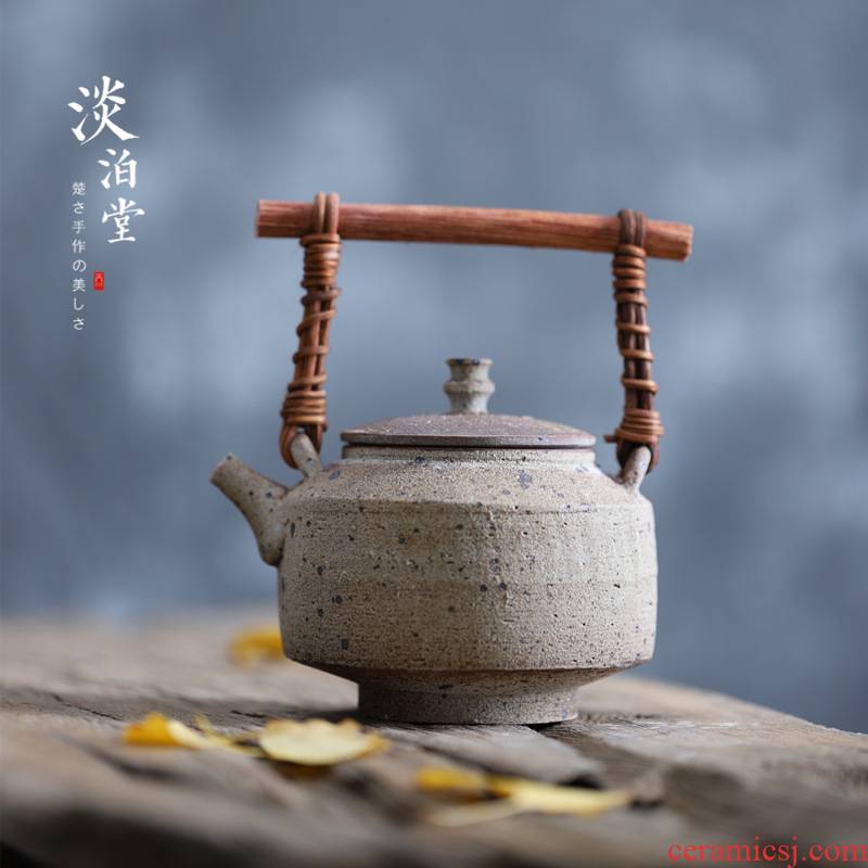 Poly real view jingdezhen coarse pottery pot of thick manual firewood big teapot with wooden handle girder ceramic powder bug eat by moth big teapot