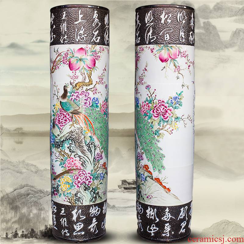 Jingdezhen ceramics hand - carved quiver hand - made landing big vase hotel decoration furnishing articles opening gifts
