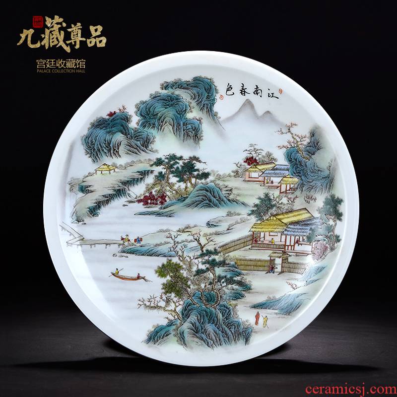 Jingdezhen ceramics decoration hanging dish modern Chinese jiangnan spring sitting room sat dish dish handicraft