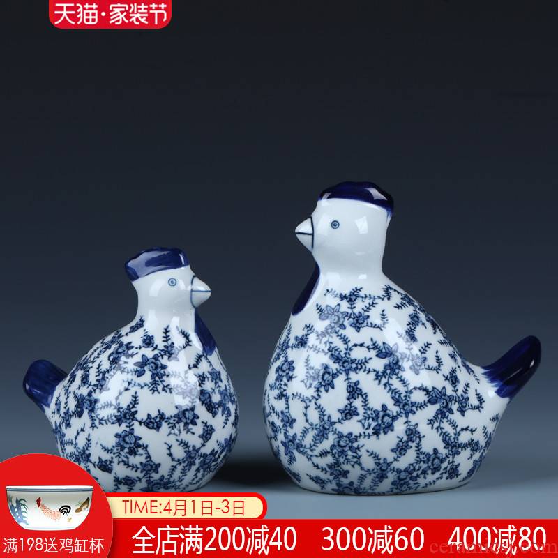 New Chinese style ceramic chicken place feng shui jingdezhen porcelain creative home wine cabinet office decoration