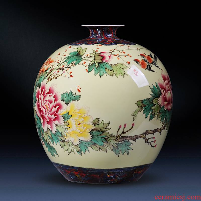 Jingdezhen ceramics hand - made large blooming flowers peony vases furnishing articles of modern Chinese style household, sitting room adornment
