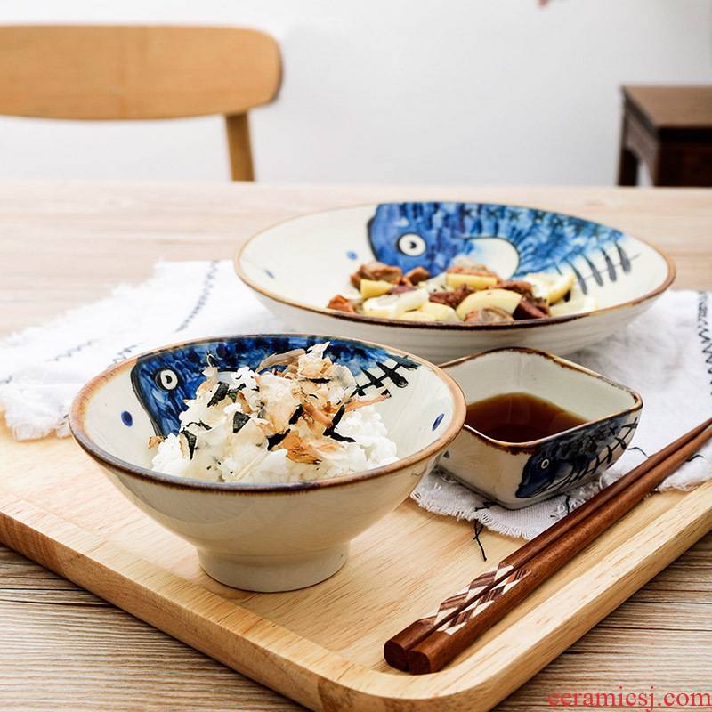 Creative Japanese job hopper sign the rice bowls of household eat bowl move hand - made ceramic tableware dear little jobs