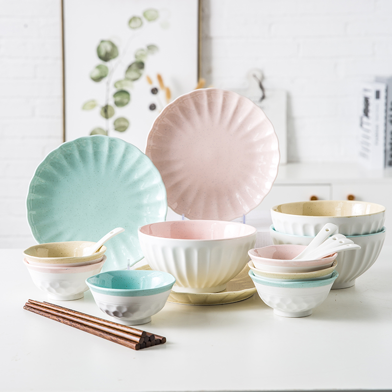 Japanese Korean good - & color express picking household ceramic bowl bowl rainbow such as bowl bowl bowl plate tableware