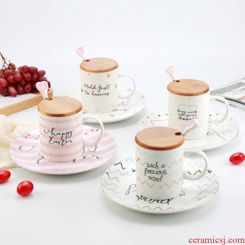 Pink see colour glass girl heart mark cup milk cup couples move characteristics of the Nordic fashion ceramic cup for breakfast