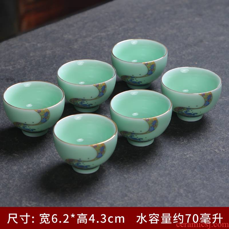 Celadon porcelain teacup jingdezhen ceramic sample tea cup shadow tsing kung fu tea pu - erh tea cup master cup small single CPU