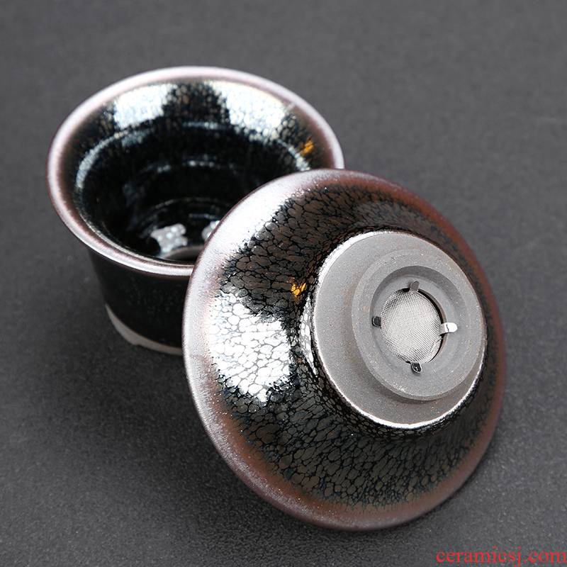Ya xin company built hall jianyang light oil droplets temmoku) group in hot iron tire ceramic tea tea filtration net