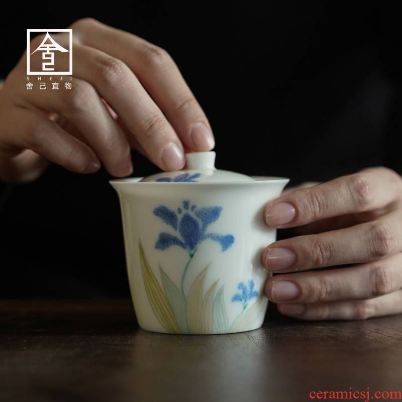 No hot hand - made thin foetus tureen single No use kung fu tea cups GaiWanCha ceramic tea set