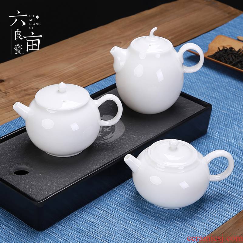 White porcelain ceramic teapot tea kettle suet jade single pot home tea kungfu tea jade porcelain tea set