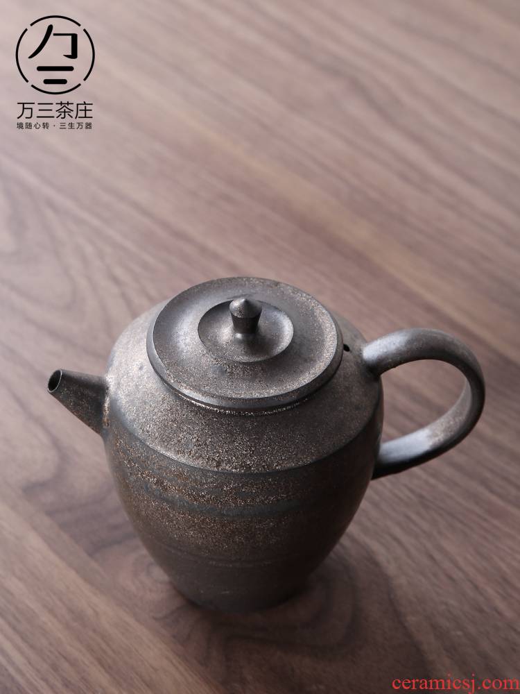 Three thousand coarse pottery small ceramic teapot tea village household single pot of Japanese tea, kung fu tea set side put the pot of restoring ancient ways