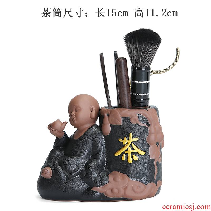 Tea sets accessories Tea six gentleman ebony wood zero with kung fu Tea art combination plate ceramic pastry brush