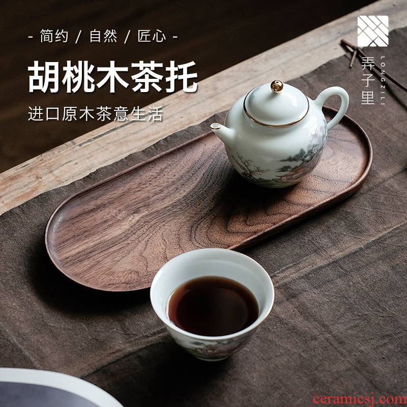 Get in kung fu tea set household contracted ceramic tureen dry tea sets tea cups solid wood tea tray
