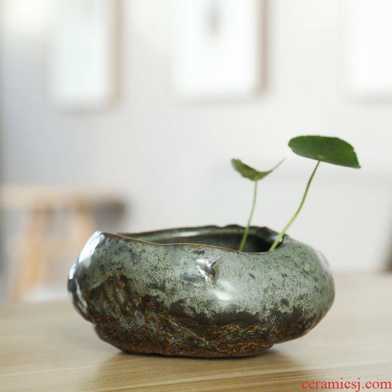 Special coarse pottery hydroponic grass calamus copper refers to flower pot ceramic nonporous meaty plant flower implement creative imitation stone