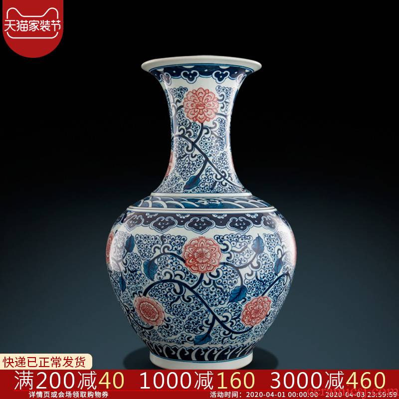 Jingdezhen ceramics hand - made archaize of large blue and white porcelain vase furnishing articles home sitting room adornment handicraft