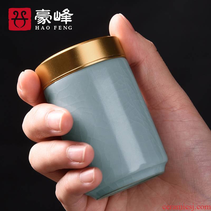 HaoFeng your up household ceramic POTS trumpet pu 'er tea caddy fixings box of creative move fashion seal pot