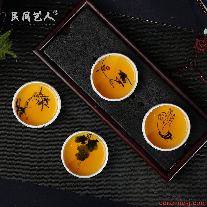 Jingdezhen ceramic tea cup hand - made the master sample tea cup cup individual cup kung fu tea cup single CPU