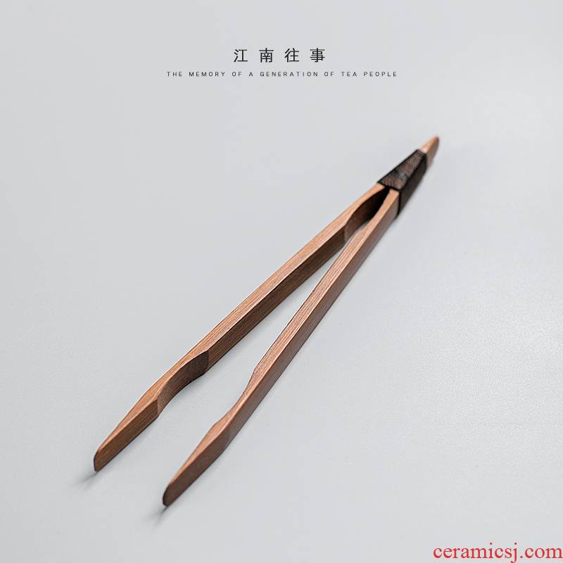 Jiangnan past kung fu tea set ChaGa carbonized bamboo cups tea ceramic accessories tweezers cup clip to household