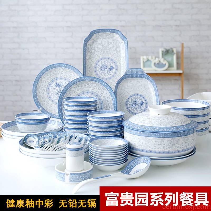 Both the people 's livelihood industry prosperous garden dishes bulk tableware tableware disk dishes soup bowl FanPan soup spoon full faceplate