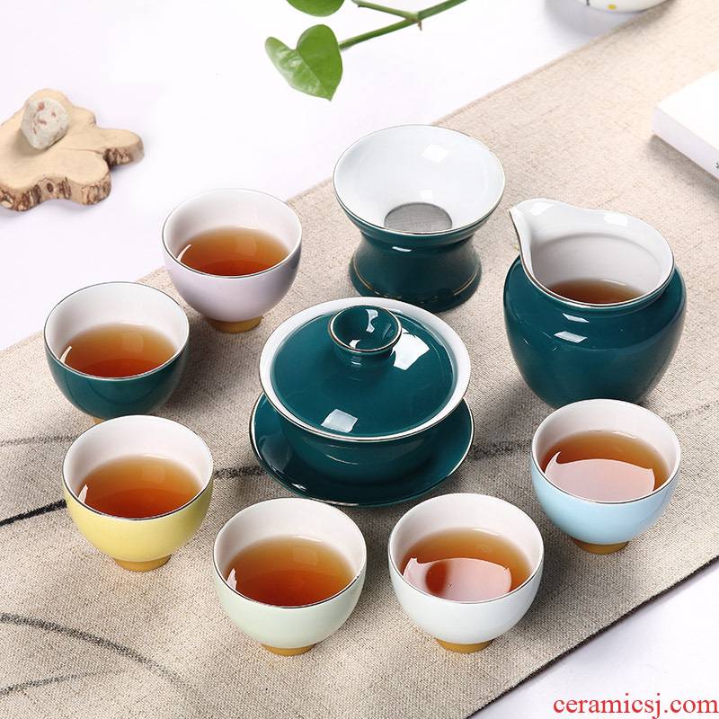 Ronkin Japanese ceramic teapot teacup whole household kung fu tea set contracted tureen tea