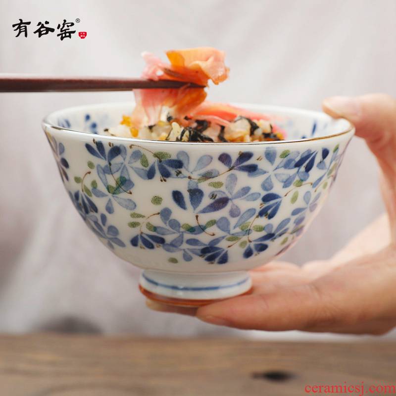 Small bluetooth Japanese imports of ceramic tableware home round the dishes and the wind under the glaze color rainbow such to use Japanese rice bowl soup bowl
