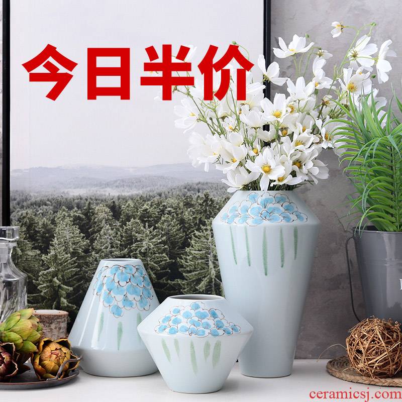 I and contracted sitting room of the new Chinese style flower arranging golden vase home furnishing articles table dry flower adornment European ceramic coating