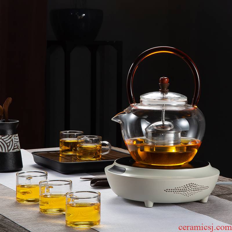 Electric TaoLu boiled tea, transparent glass, high - temperature heating filtering to burn the teapot tea boiled tea, small tea stove cooking