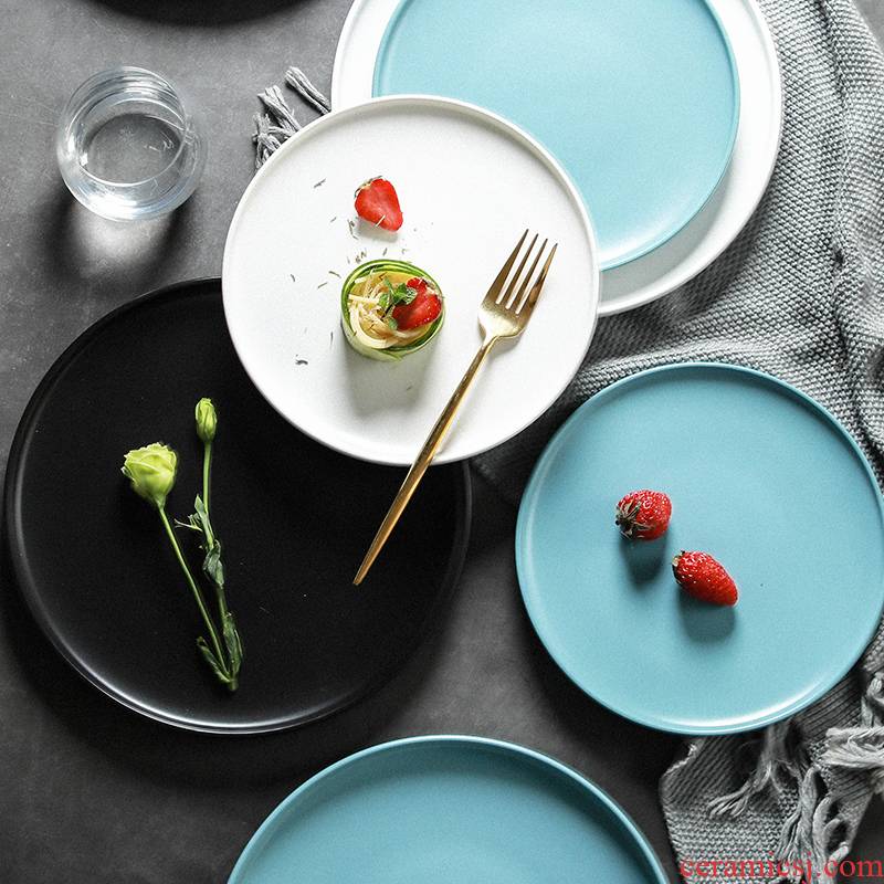 Steak plate dinner plate household food dish food dish tray ceramic tableware breakfast tray was disc pasta dishes, northern Europe