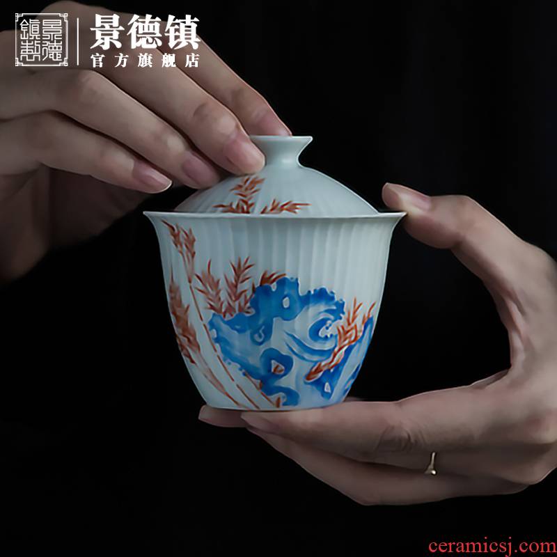 Jingdezhen ceramic tureen flagship store hand - carved hand - made tureen individual glaze new household bowl is in use