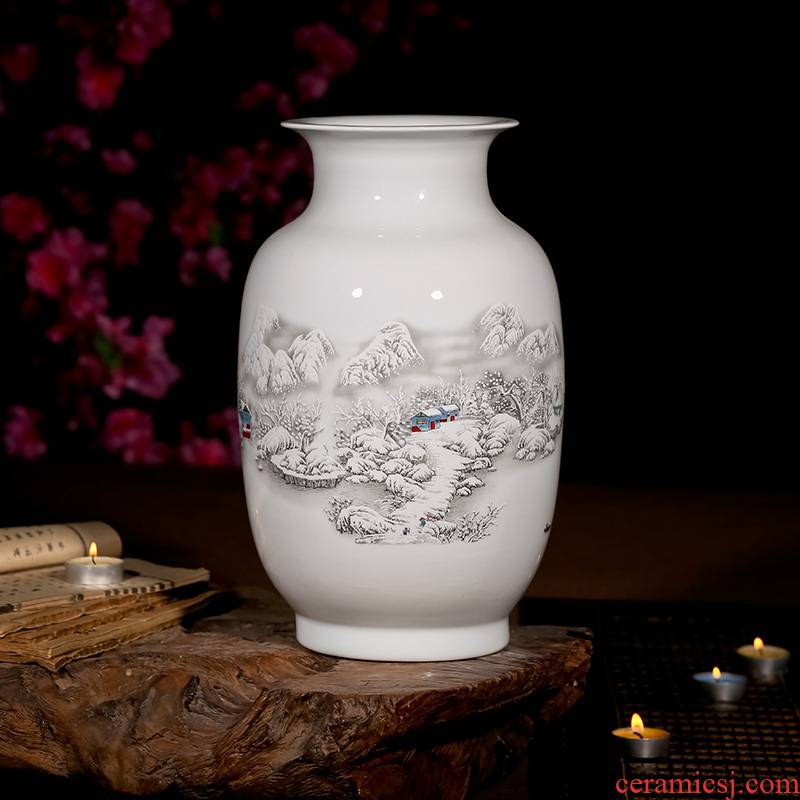 Creative white dry flower vase is contracted and I home furnishing articles jingdezhen ceramic inserts lily 's vase