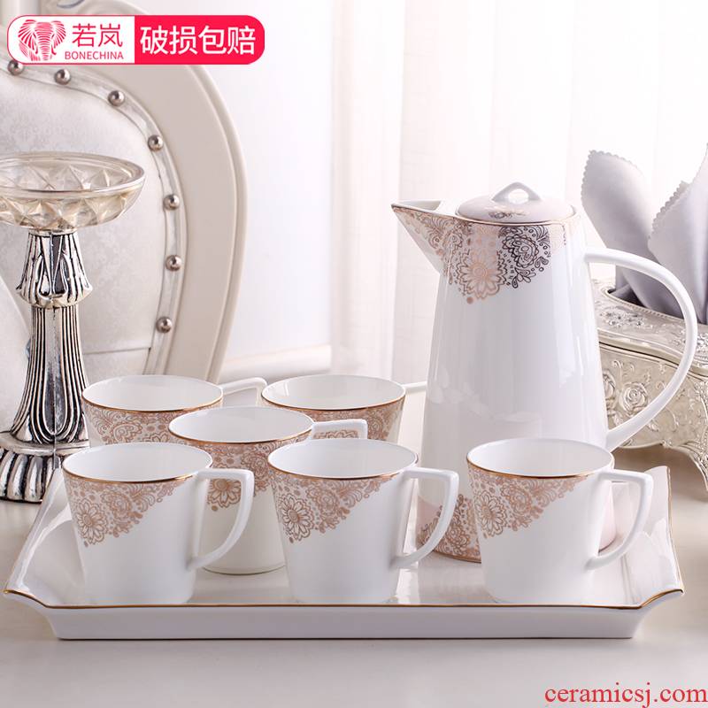 Ceramic tea set suit household six cups with pallet ultimately responds cup suit sitting room tea teapot tea cup