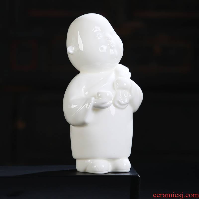 Shadow at dehua thin body white porcelain tea pet furnishing articles zen monk home decoration PCH white porcelain ceramic arts and crafts