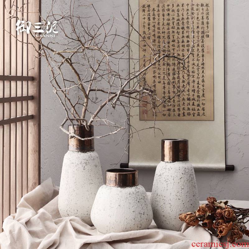Dried flower adornment furnishing articles coarse light some ceramic pot flower arranging flower implement restoring ancient ways is the key-2 luxury of I and contracted ceramic vases, snow black copper