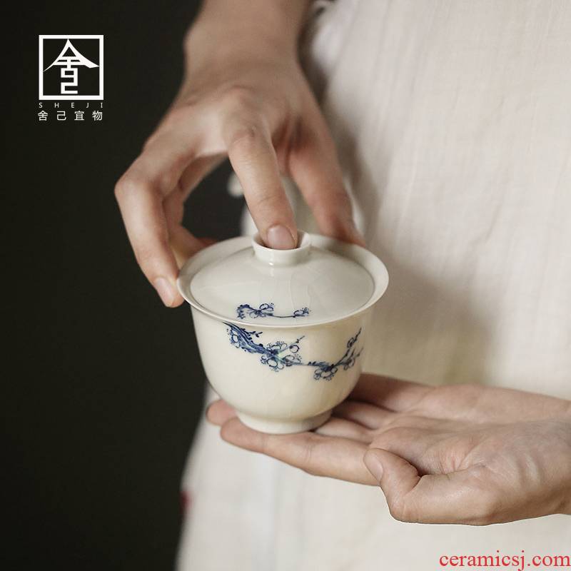 Left up porcelain hand draw three restoring ancient ways to make tea tureen bowl with single kunfu tea cups jingdezhen ceramics