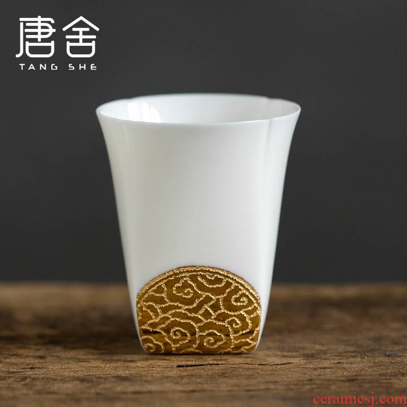 Don difference up the trip xiangyun gold cup manual white porcelain master cup tea cup pure 24 k, kung fu tea cup