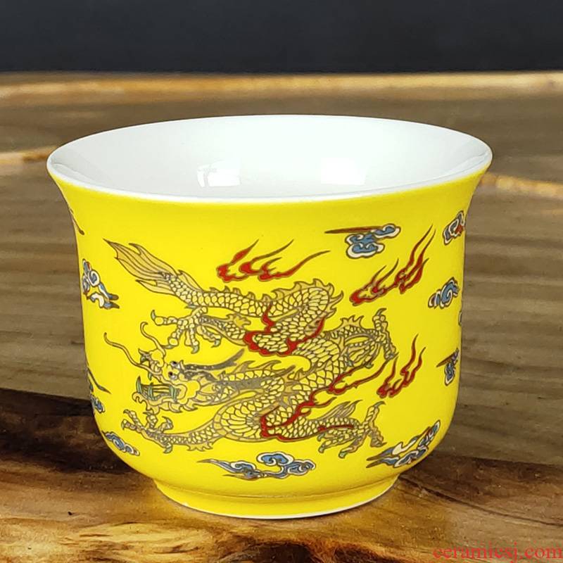 Love heart green dragon household ceramic tea cups white porcelain lamp that kung fu master single cup tea bowl sample tea cup cup