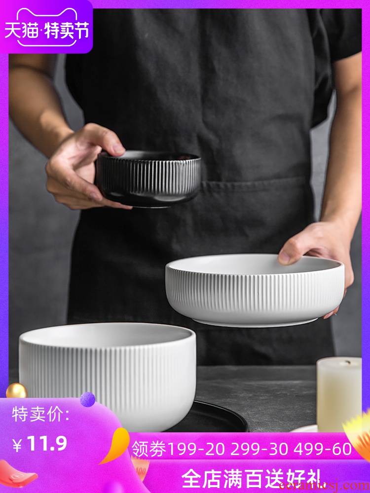 Lototo contracted wind Nordic ceramic tableware household bowl noodles in soup for a single job high appearance level a salad bowl