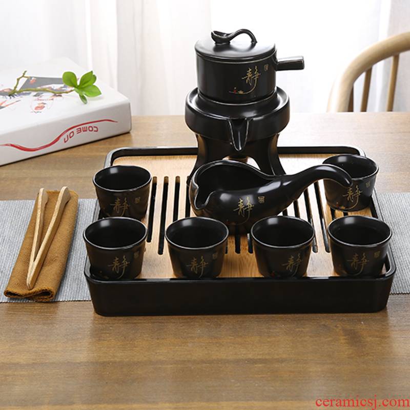 Coarse pottery lazy hot tea set automatically suit household purple sand tea; Preventer teapot teacup tea tea accessories