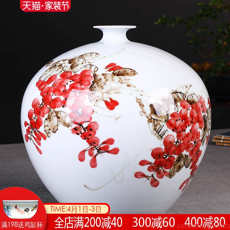 The Master of jingdezhen ceramics hand - made sabingga sukdun dergici jimbi vases, flower arrangement of Chinese style living room porch ark adornment furnishing articles