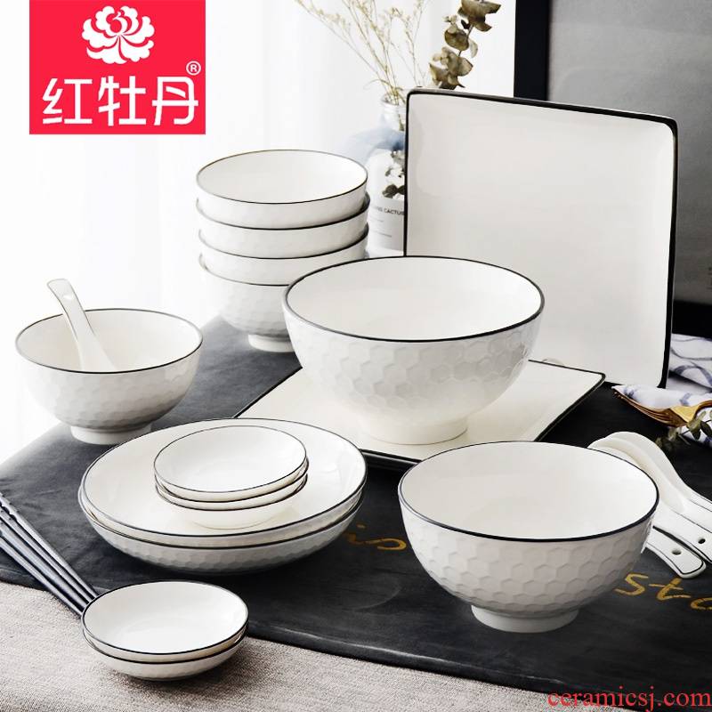Tangshan ceramic tableware suit black glaze creative use of 26 dishes suit household European contracted microwave