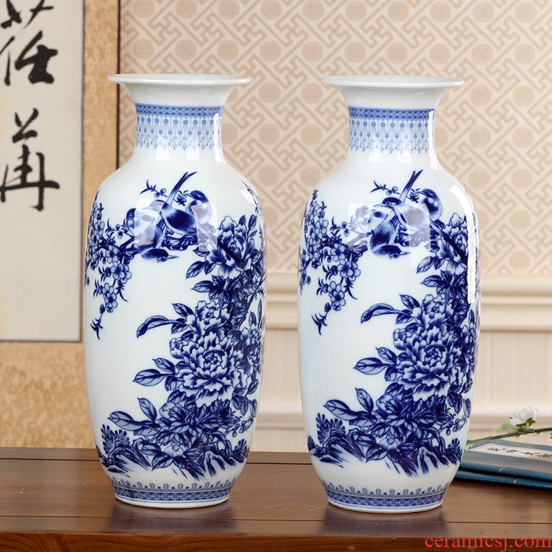 Jingdezhen blue and white archaize ceramic vase furnishing articles sitting room flower arranging, Chinese style household adornment vase furnishing articles